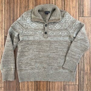 Banana Republic Men’s 100% Merino Wool Sweater Turtleneck Fair Isle Medium Brown